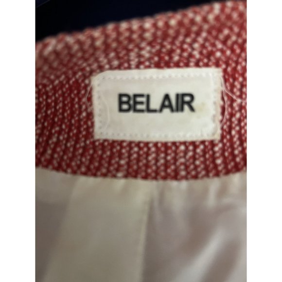 Vintage Belaire Red White Tweed Zip Up Sweater Coat  Metal Zippers Pockets S - Picture 4 of 12